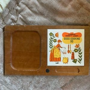 Vintage cutting board/charcuterie board with ceramic tile